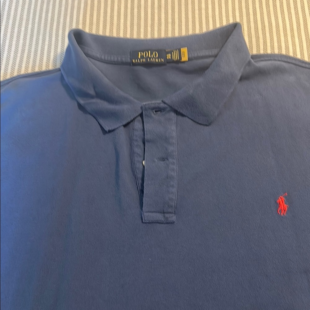 Like New Mens Polo Ralph Lauren Blue 100% Cotton Mesh Polo Shirt 4XB XXXXL